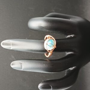 Size 6.5 blue beaded wire wrap ring